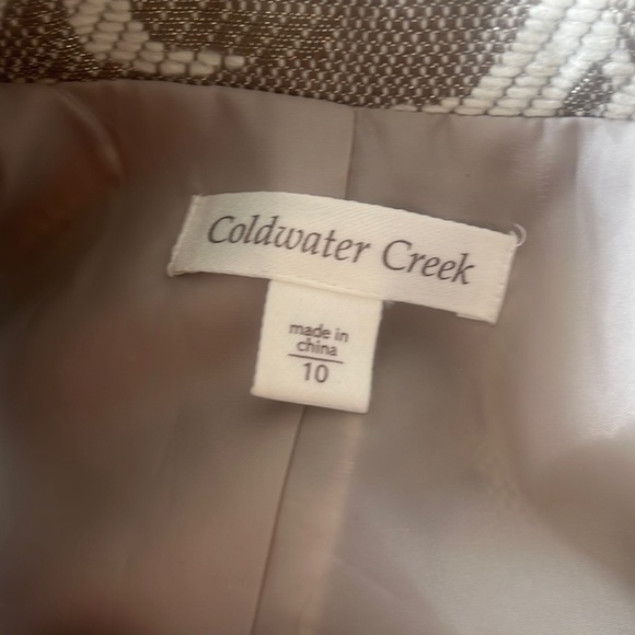 Coldwater Creek Ivory Shimmer Jacquard Jacket blazer size 10 NWT neutral fall - Picture 6 of 12